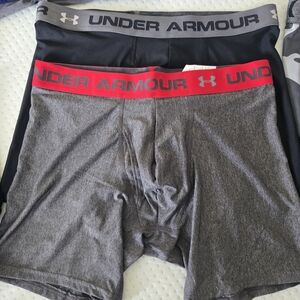 Under Armour Boxer Briefs - Black and Gray with Red Waistband